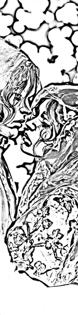 Free colorable bookmarks of a couple almost kissing